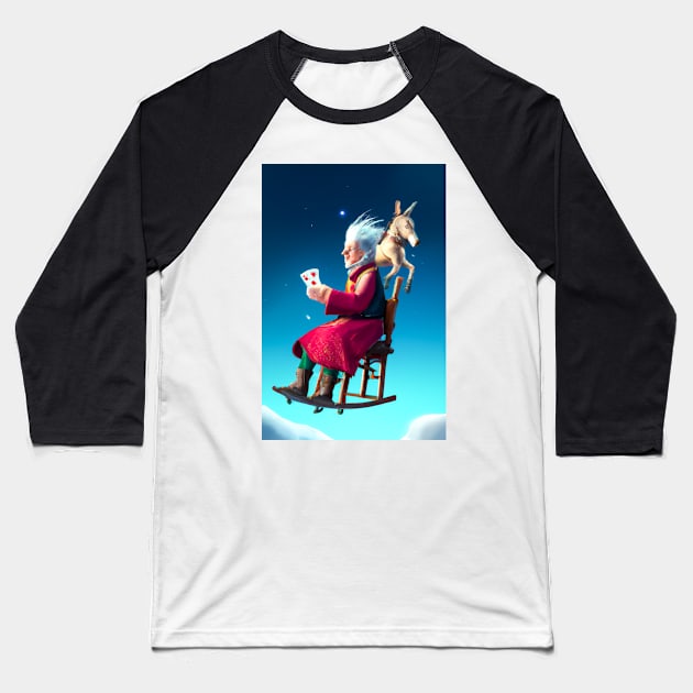 Old Woman Playing Cards on Her Way to Heaven Baseball T-Shirt by JohnCorney